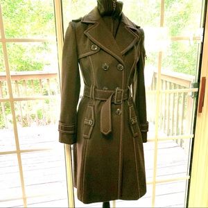 Miss Sixty Brown Double Breasted Wool Blend Coat